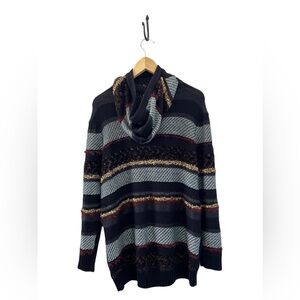 Tory Burch Navy & Gold Wool Sweater